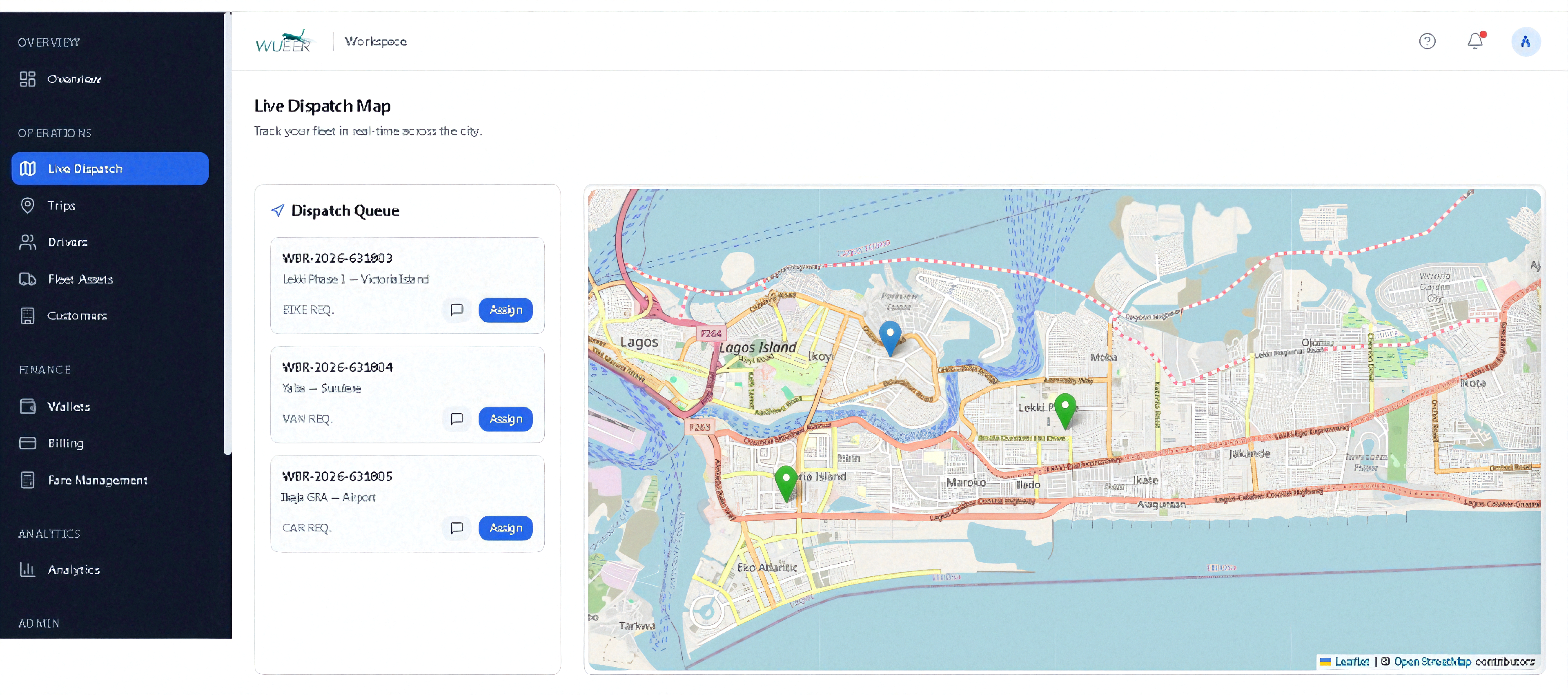 Wuber Fleet OS Live Map